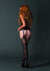 Lace Jacquard Suspender Bodystocking - One Size - Black